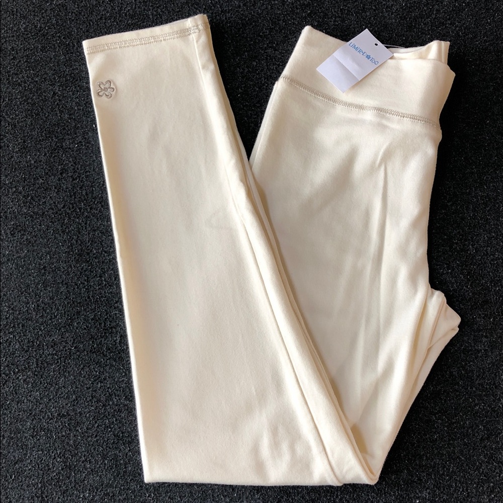 Limited Too Girls Soft Cotton Blend Cream White Leggings Size 12